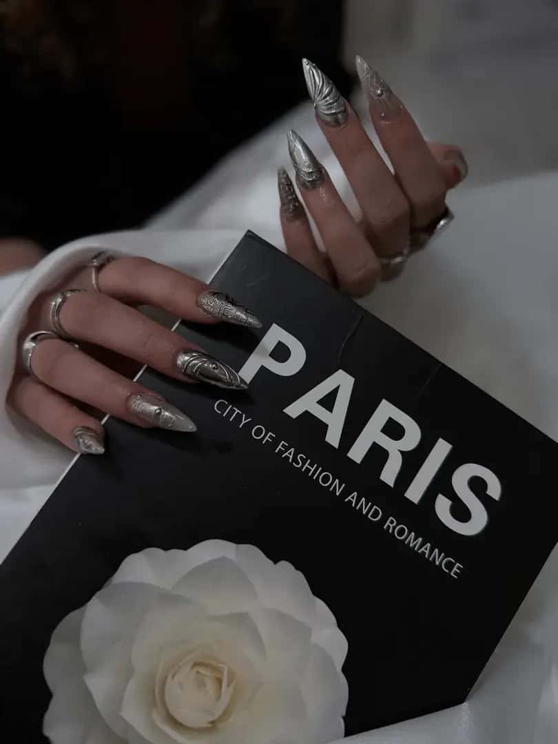 3d Nail Art Stribrne Metalicke - 95' Nail Lab Prague