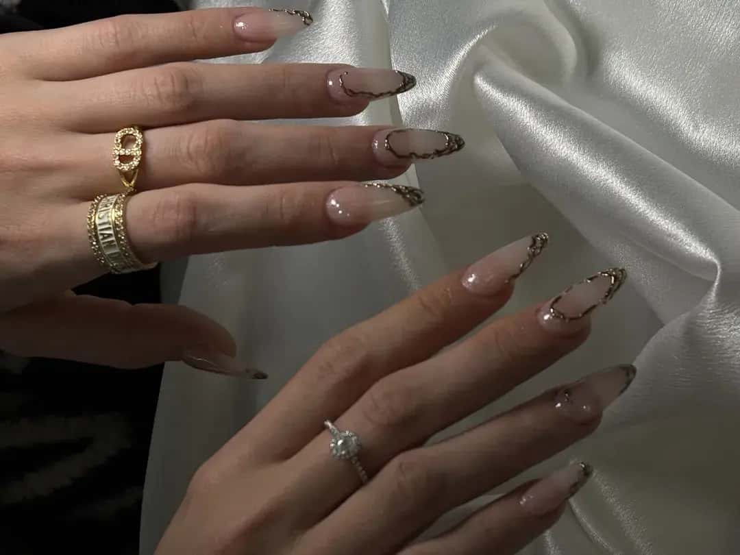 Dlouhe Nehty 3d Zlate Okraje Nude - 95' Nail Lab Prague